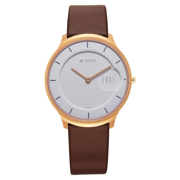Titan Edge Quartz Analog White Dial Brown Leather Strap Watch For Men - The Watch Factory ®