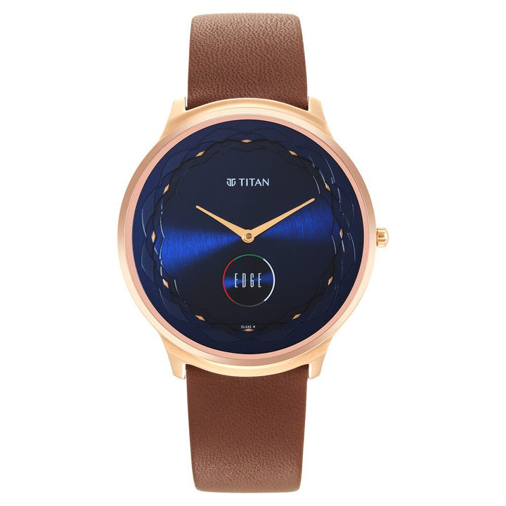 Titan Quartz Analog Blue Dial Leather Strap Watch for Men-1843WL02