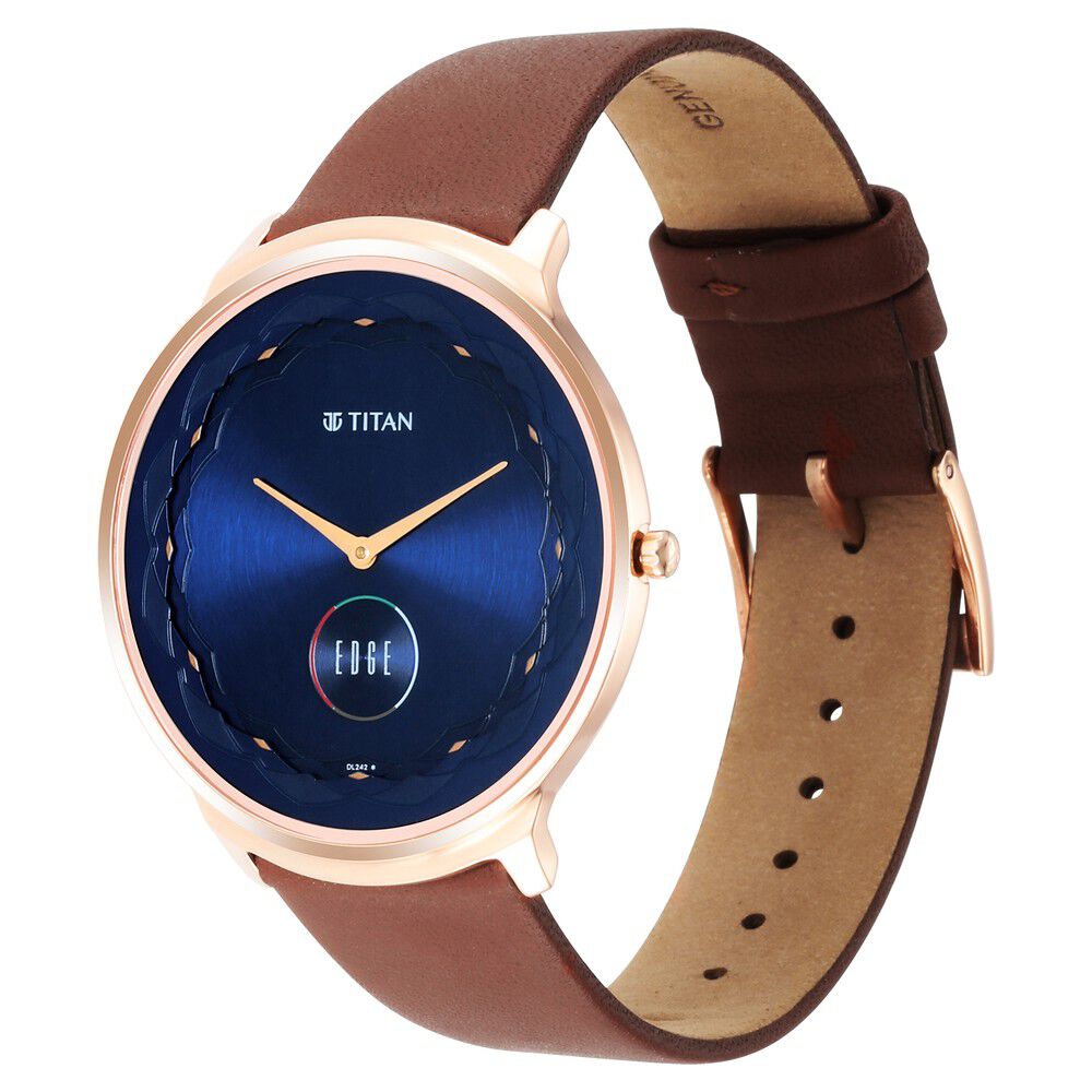 Titan Quartz Analog Blue Dial Leather Strap Watch for Men-1843WL02