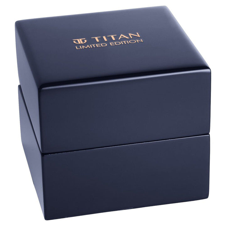 Titan Quartz Analog Blue Dial Leather Strap Watch for Men-1843WL02