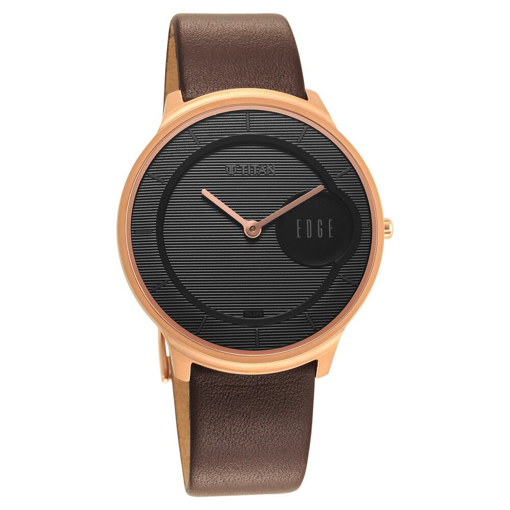 Titan Quartz Analog Black Dial Leather Strap Watch for Men - The Watch Factory ®