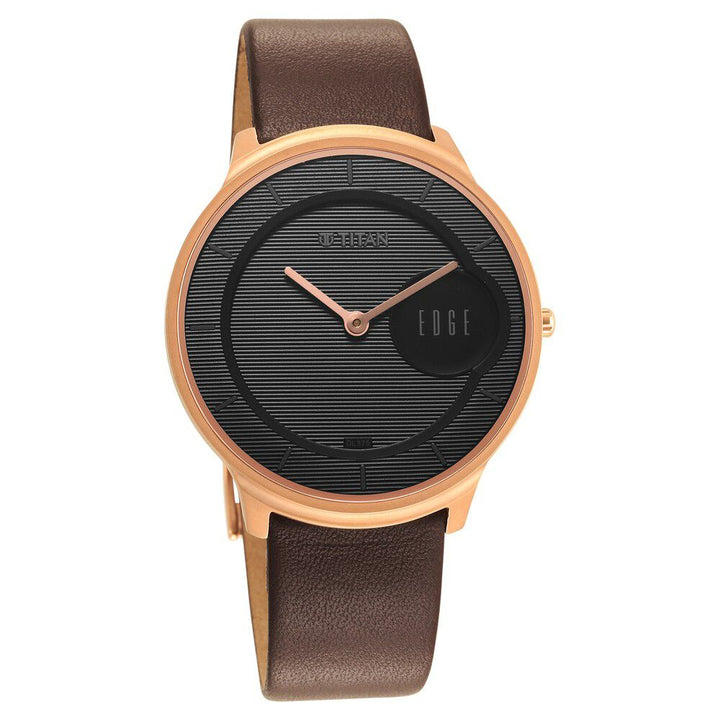 Titan Edge Slim Leather Strap Black Dial Analog Watch for Women NS1843WL03