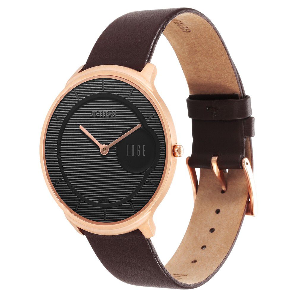 Titan Quartz Analog Black Dial Leather Strap Watch for Men - The Watch Factory ®