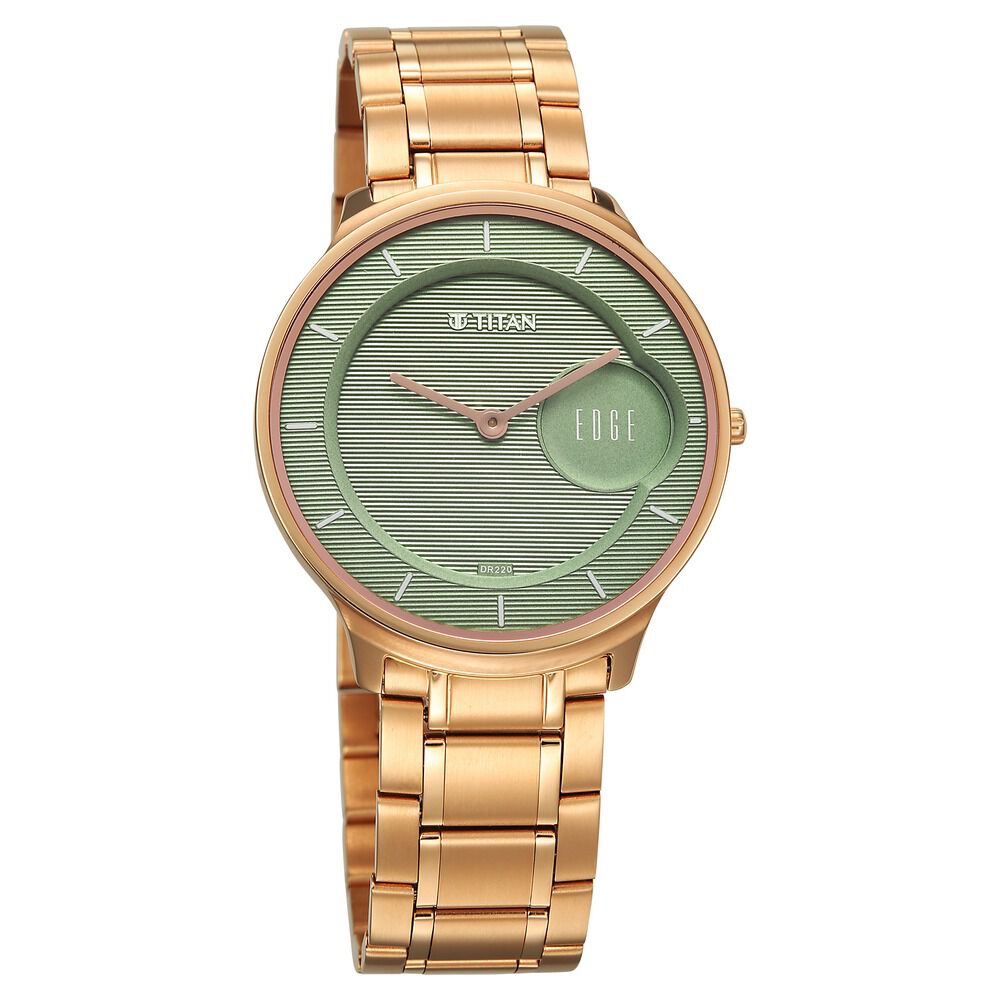 Titan Edge Murals Quartz Analog Green Dial Stainless Steel Strap Watch For Men-1843WM02