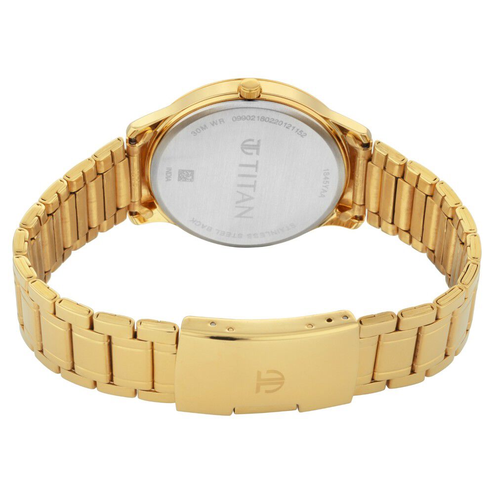 Titan Quartz Analog with Day and Date Yellow Dial Metal Strap Watch for Men NR1845YM01
