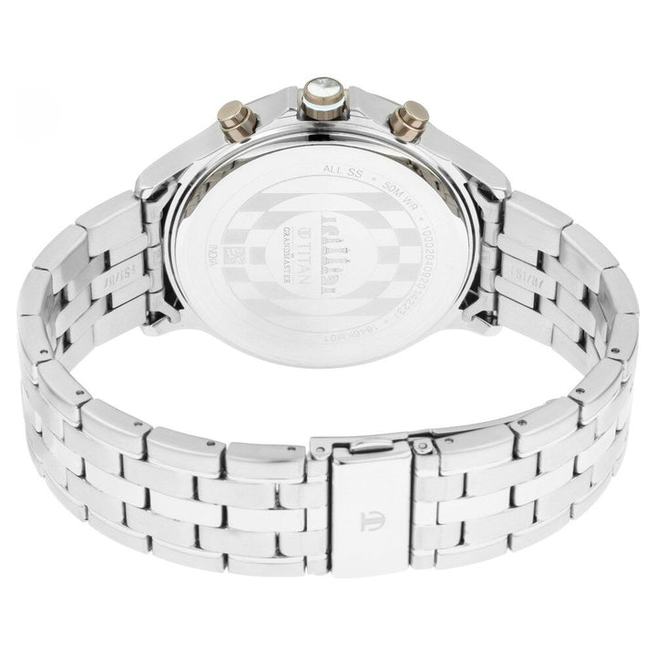Titan Grandmaster White Dial Quartz Multifunction Stainless Steel Strap watch for Men-NS1846KM01