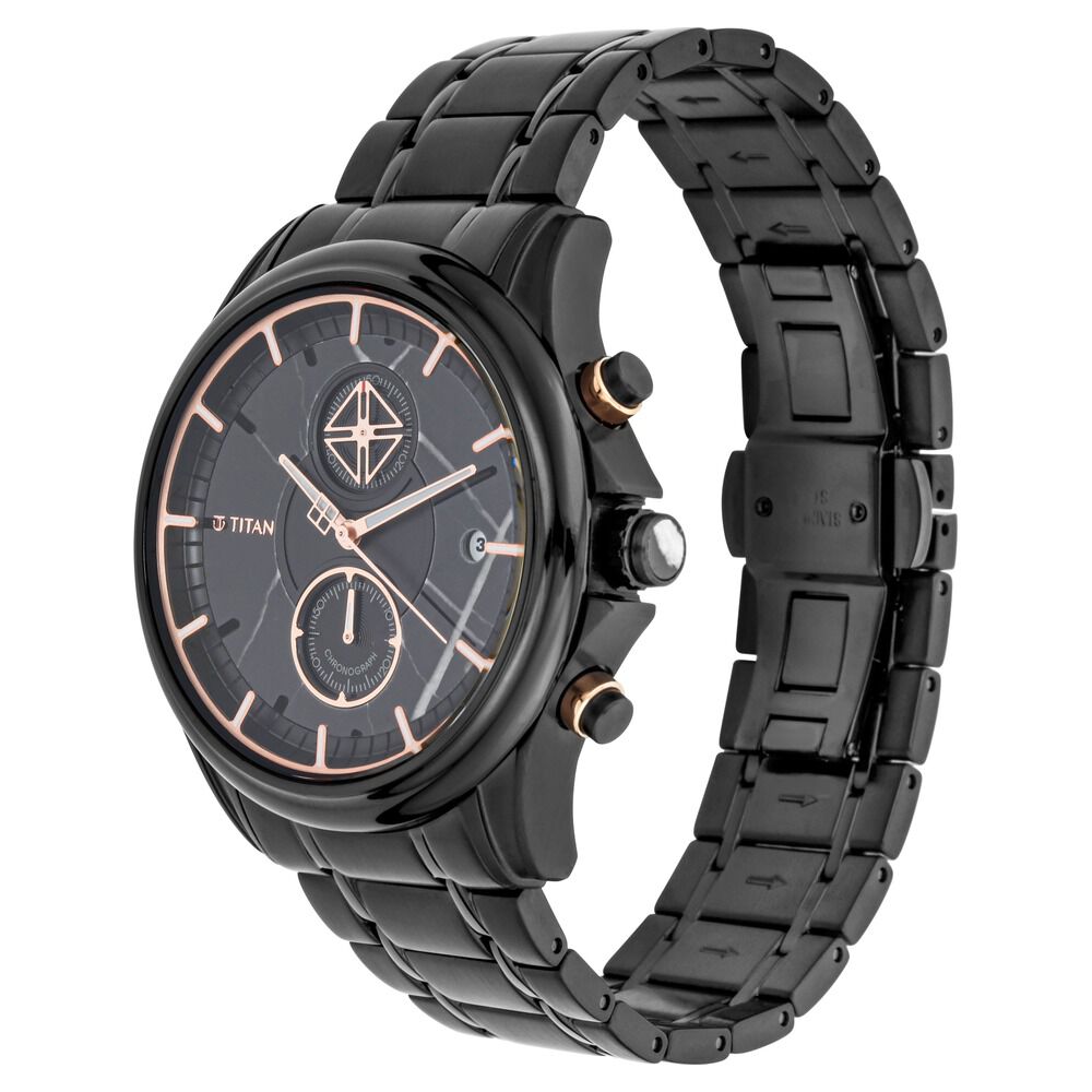 Titan Grandmaster Black Dial Chronograph Stainless Steel Strap watch for Men NS1847KM02