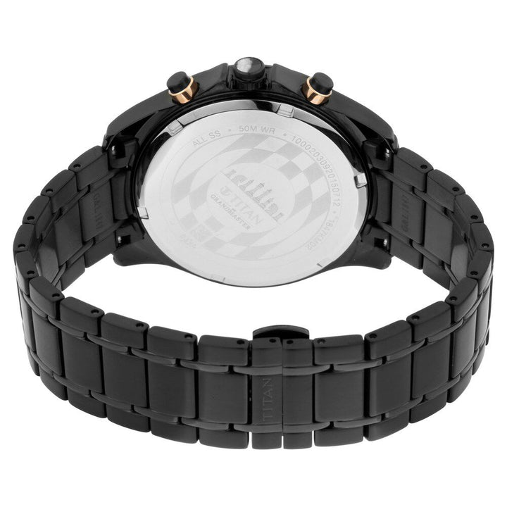 Titan Grandmaster Black Dial Chronograph Stainless Steel Strap watch for Men NS1847KM02