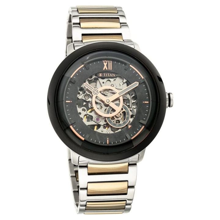 Titan Grandmaster Anthracite Dial Automatic Stainless Steel Strap watch for Men-NR1848KM01