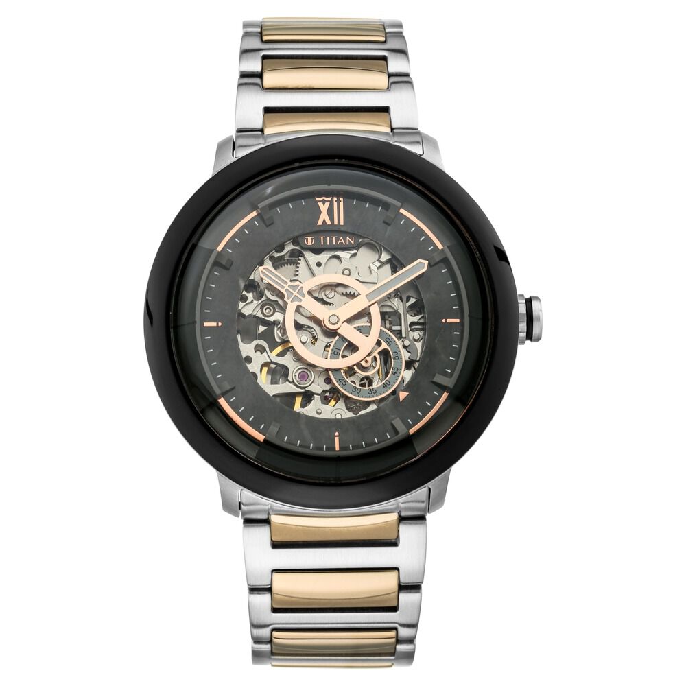 Titan Grandmaster Anthracite Dial Automatic Stainless Steel Strap watch for Men-NR1848KM01