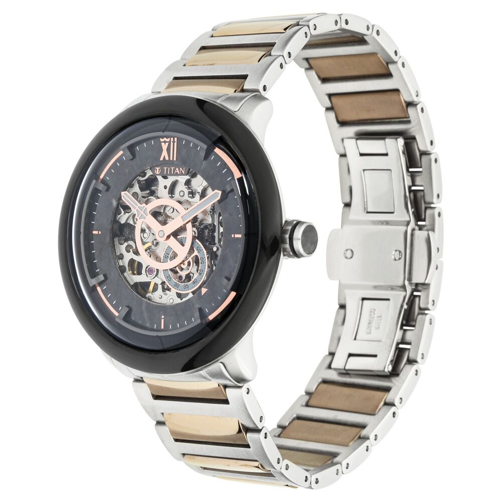 Titan Grandmaster Anthracite Dial Automatic Stainless Steel Strap watch for Men-NR1848KM01