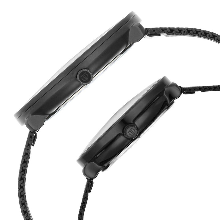 Titan Bandhan Black Dial Analog with Date Stainless Steel Strap watch for Couple - The Watch Factory ®