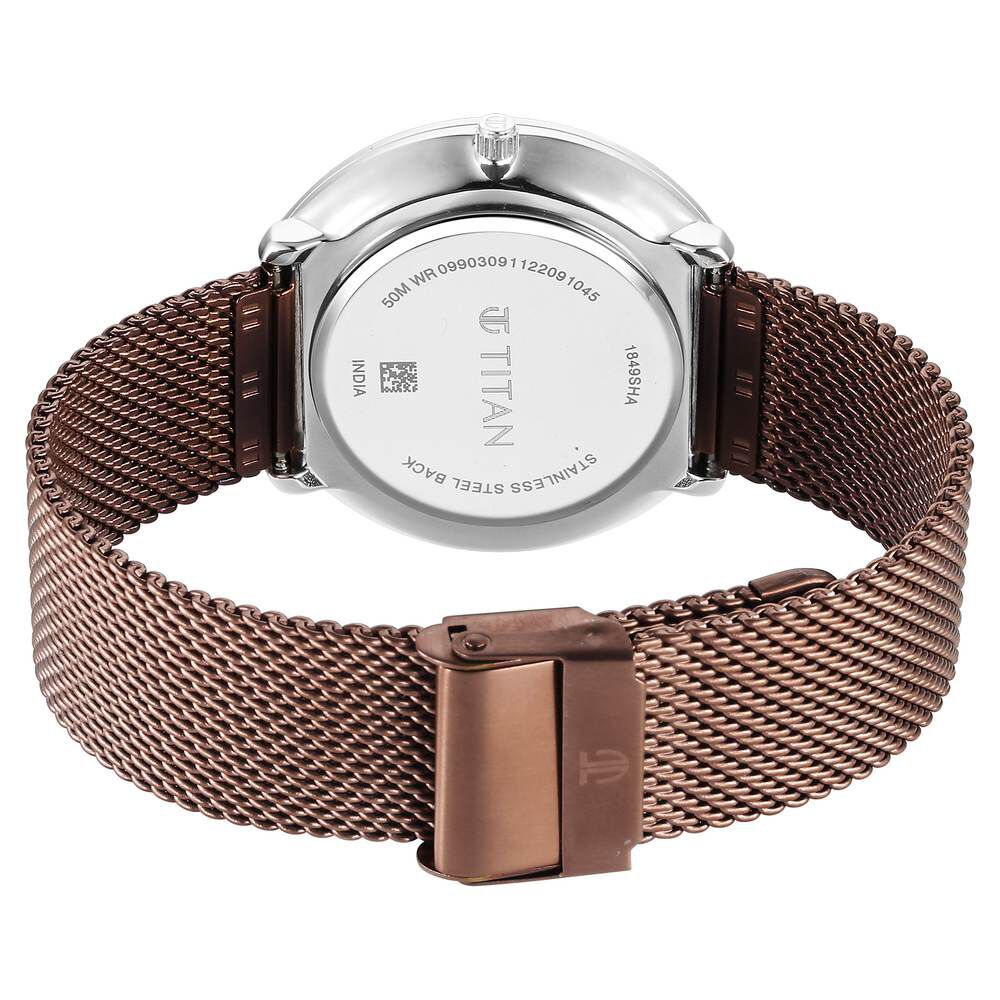 Titan Noir Brown Dial Analog Stainless Steel Strap watch for Men-1849KM02