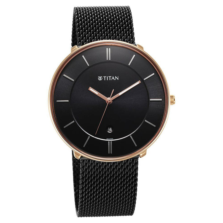 Titan Noir Black Dial Analog Stainless Steel Strap watch for Men-1849KM03