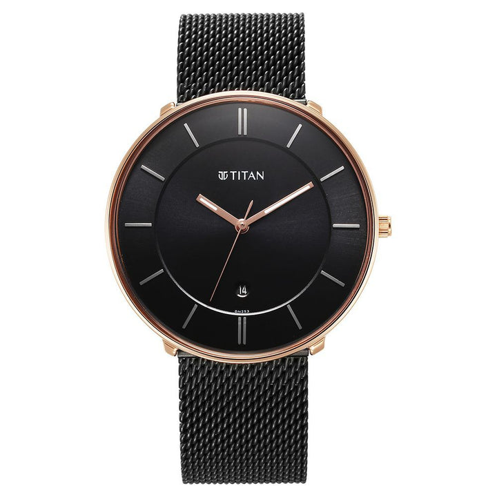 Titan Noir Black Dial Analog Stainless Steel Strap watch for Men-1849KM03
