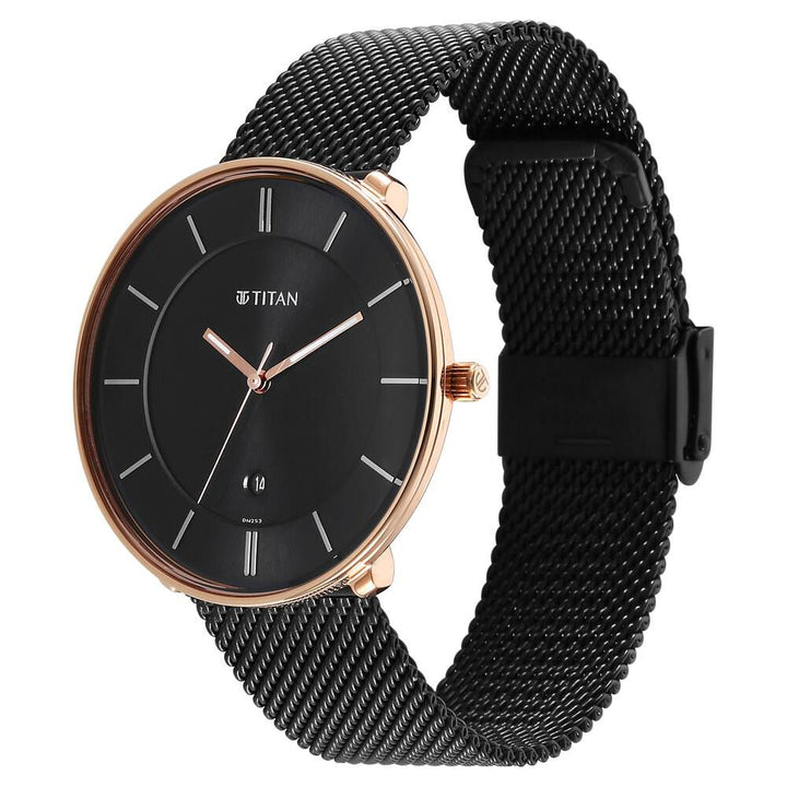 Titan Noir Black Dial Analog Stainless Steel Strap watch for Men-1849KM03