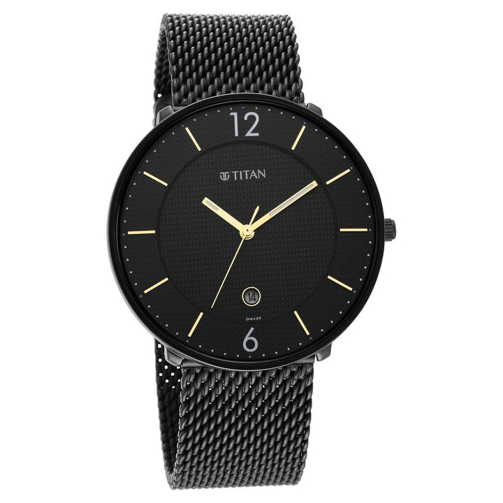 Titan Black and Gold Black Dial Analog Stainless Steel Strap watch for Men - The Watch Factory ®