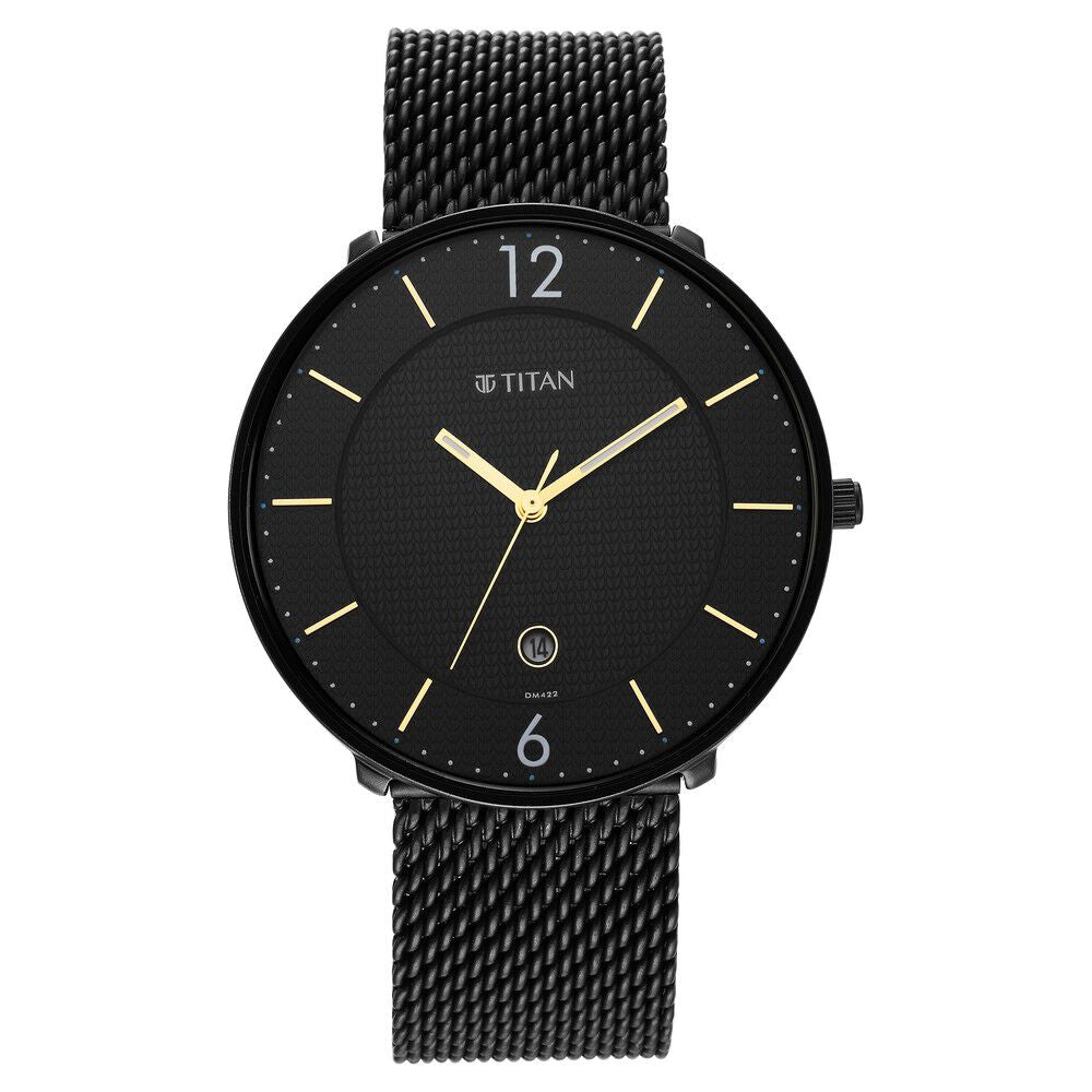 Titan Black and Gold Black Dial Analog Stainless Steel Strap watch for Men - The Watch Factory ®