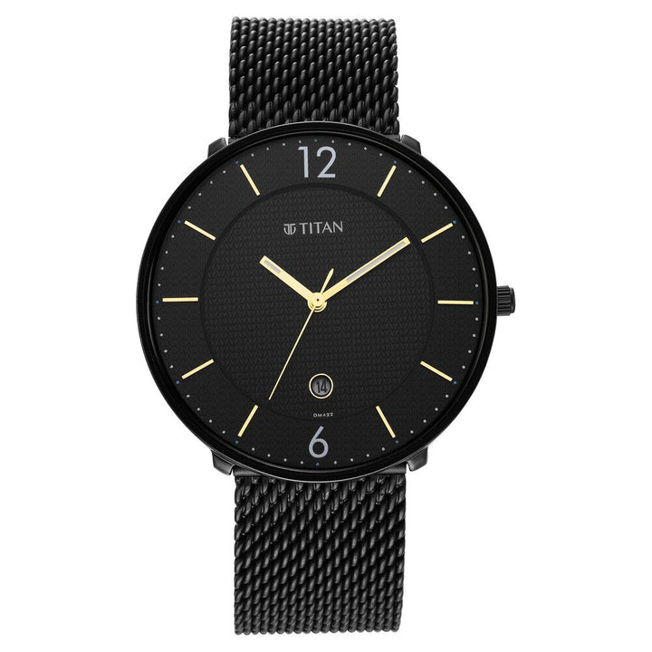 Titan Black and Gold Black Dial Analog Stainless Steel Strap watch for Men - The Watch Factory ®