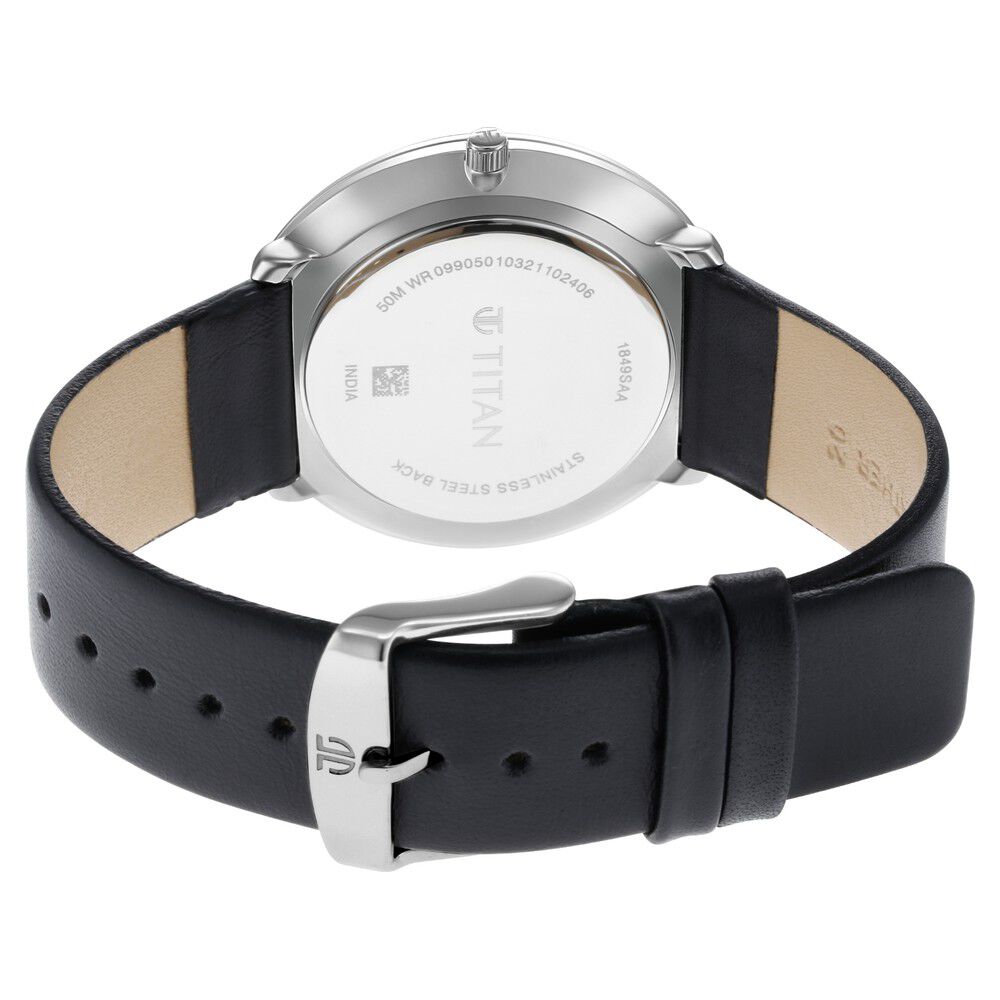 Titan Minimals Green Dial Analog with Date Leather Strap watch for Men-NS1849SL02