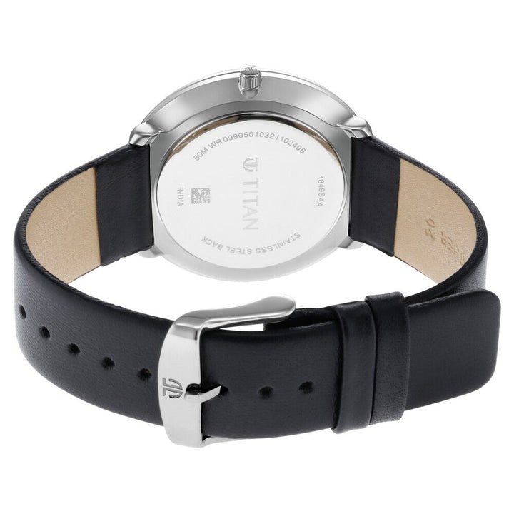 Titan Minimals Green Dial Analog with Date Leather Strap watch for Men-NS1849SL02