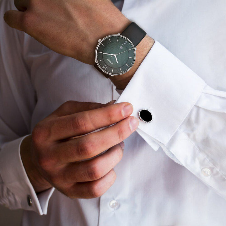 Titan Minimals Green Dial Analog with Date Leather Strap watch for Men-NS1849SL02