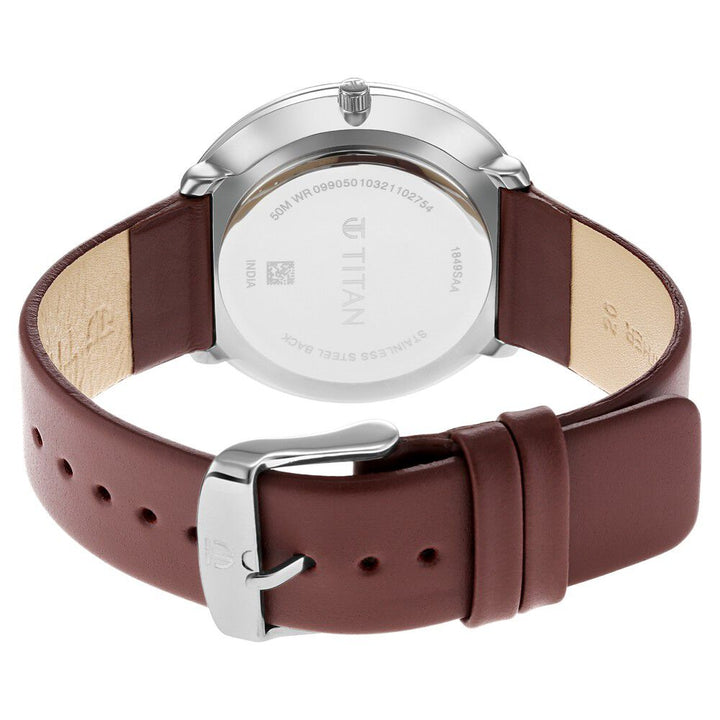 Titan Quartz Analog with Date Blue Dial Leather Strap Watch for Men-NS1849SL03