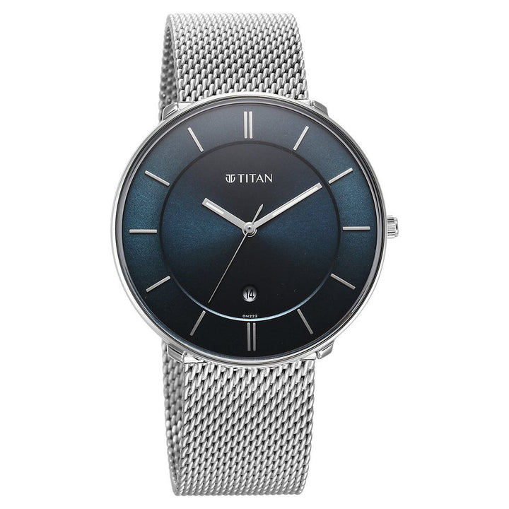 Titan Noir Blue Dial Analog Stainless Steel Strap Watch for Men-1849SM02