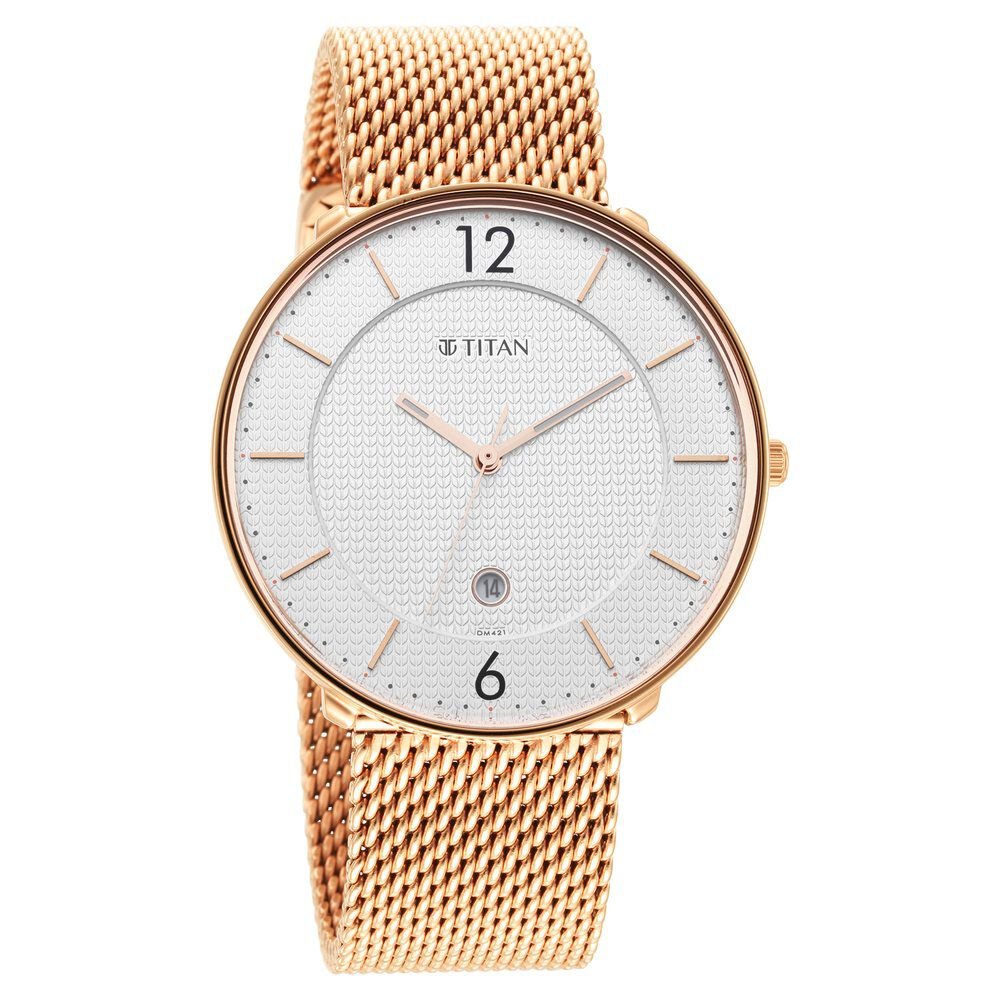 Titan Black and Gold Silver Dial Analog Stainless Steel Strap watch for Men - The Watch Factory ®