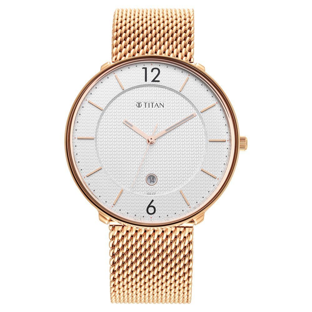 Titan Black and Gold Silver Dial Analog Stainless Steel Strap watch for Men - The Watch Factory ®