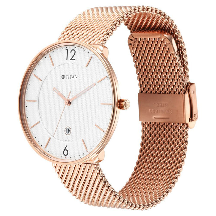 Titan Black and Gold Silver Dial Analog Stainless Steel Strap watch for Men - The Watch Factory ®