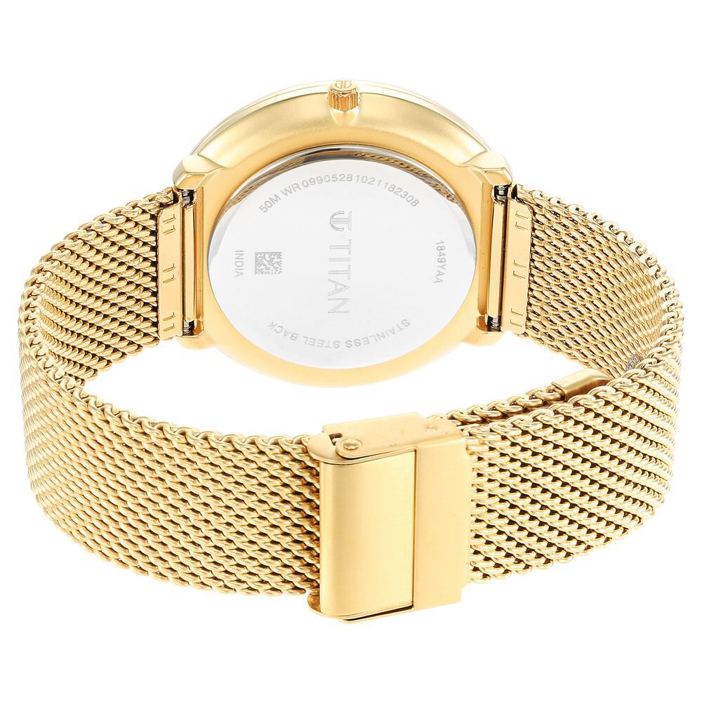 Titan Black and Gold Quartz Analog with Date Silver Dial Stainless Steel Strap Watch for Men-NT1849YM01