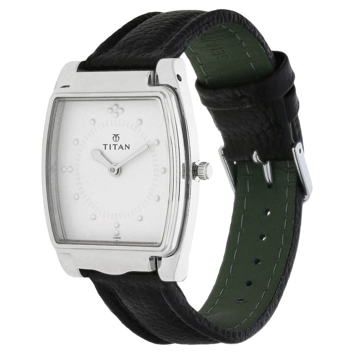 Titan Braille Silver Dial Analog Leather Strap watch for Men NR1854SL01