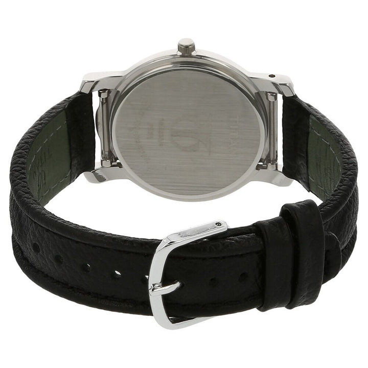 Titan Analog Silver Dial Quartz Stainless Steel Black Leather Strap Watch for Men NR1855SL01
