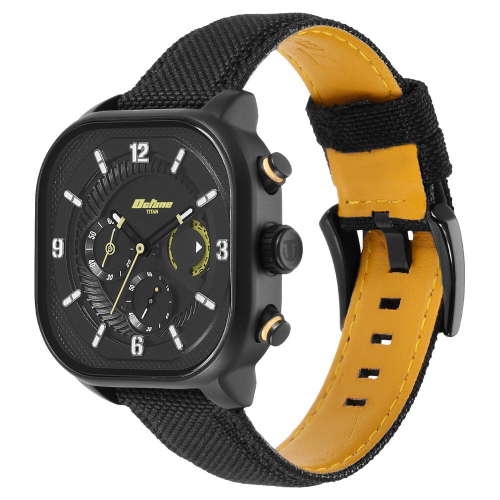 Titan Octane Aerobatics Black Chrono Fabric Strap Watch for Men NS1856NL01