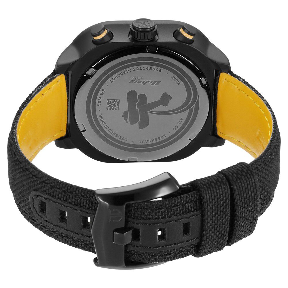 Titan Octane Aerobatics Black Chrono Fabric Strap Watch for Men NS1856NL01