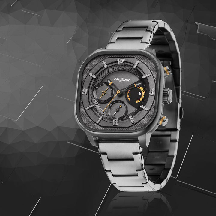 Titan Octane Aerobatics Quartz Chronograph Anthracite Dial Grey Stainless Steel Strap Watch For Men-NT1856QM01