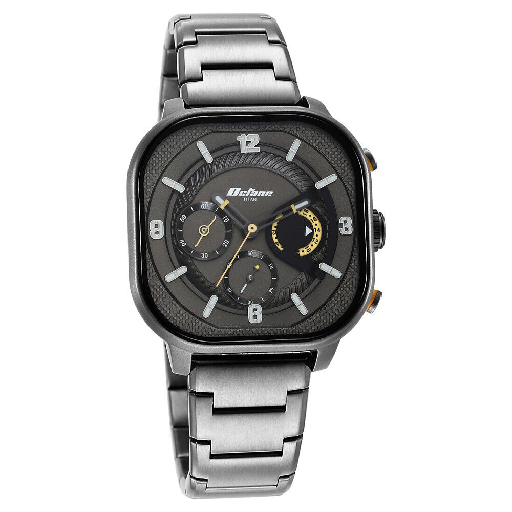 Titan Octane Aerobatics Quartz Chronograph Anthracite Dial Grey Stainless Steel Strap Watch For Men-NT1856QM01