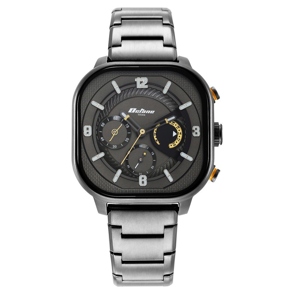 Titan Octane Aerobatics Quartz Chronograph Anthracite Dial Grey Stainless Steel Strap Watch For Men-NT1856QM01