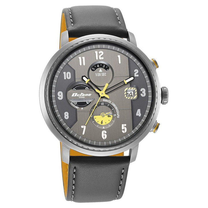Titan Octane Aerobatics Anthracite Dial Chronograph Leather Strap Watch for Men - The Watch Factory ®