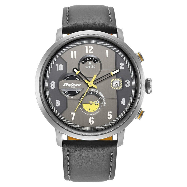 Titan Octane Aerobatics Anthracite Dial Chronograph Leather Strap Watch for Men - The Watch Factory ®