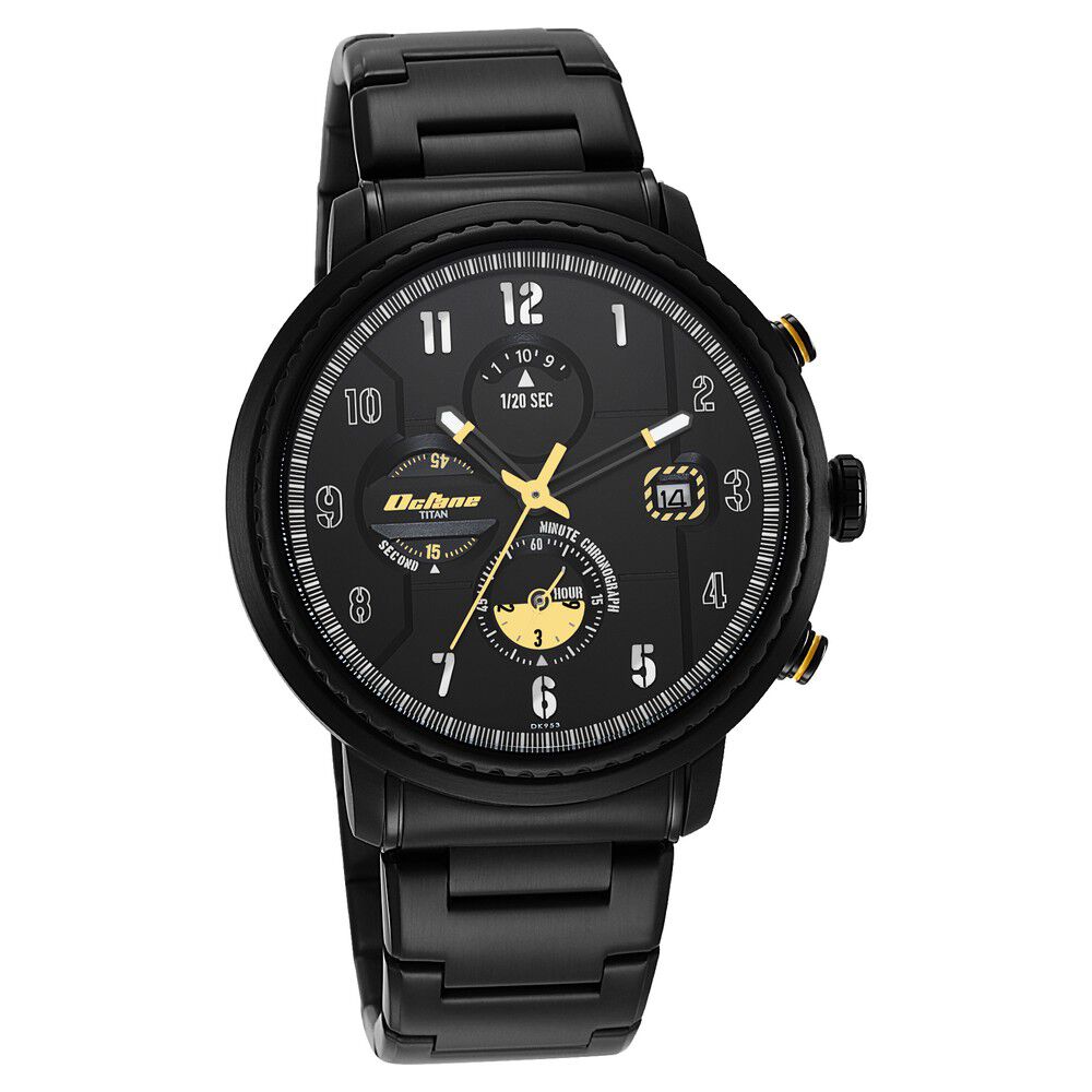 Titan Octane Aerobatics Black Dial Chronograph Stainless Steel Strap watch for Men - The Watch Factory ®