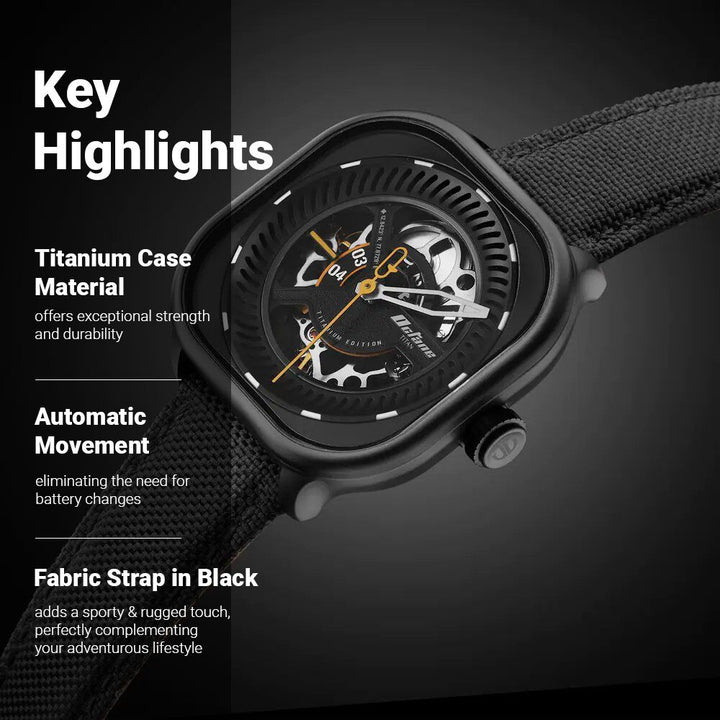 Titan Octane Aerobatics Black Dial Automatic Fabric Strap watch for Men - The Watch Factory ®