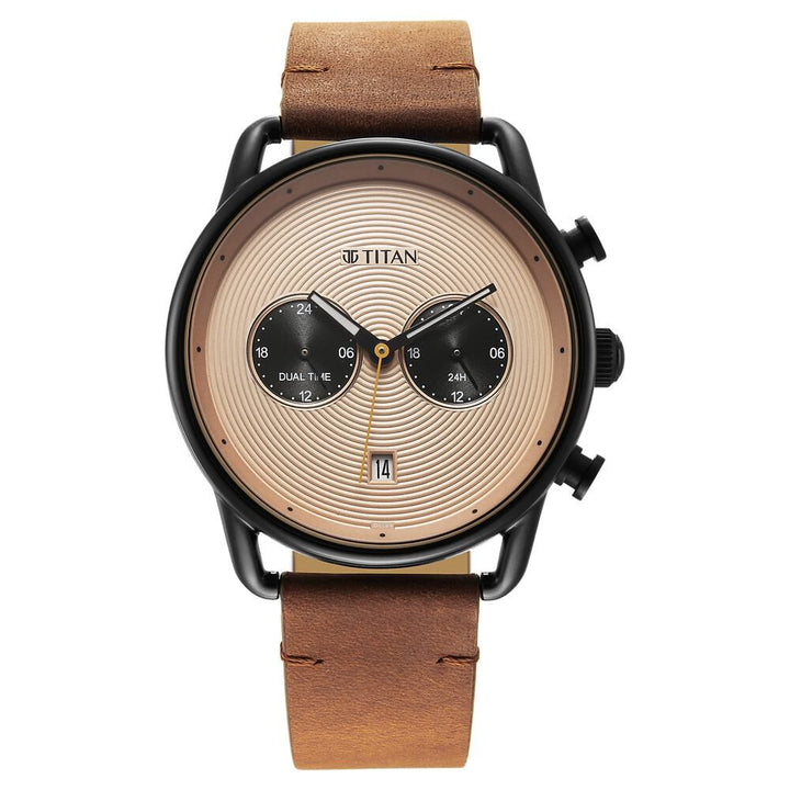 Titan Retro Analog Leather Strap watch for Men-1860NL01