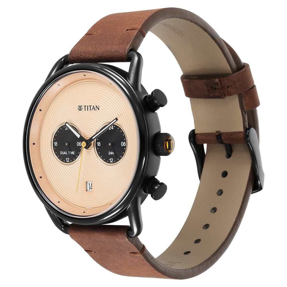 Titan Retro Analog Leather Strap watch for Men-1860NL01