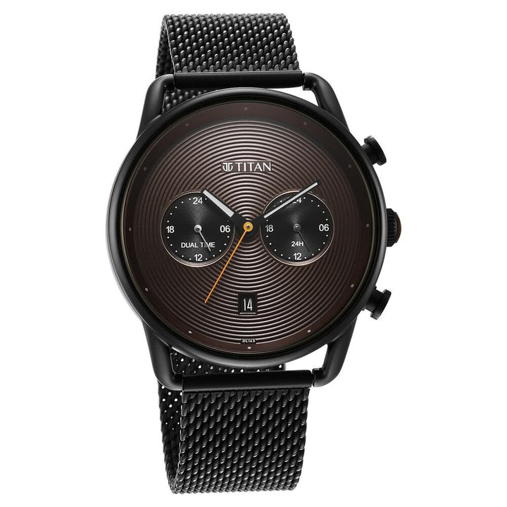 Titan Quartz Analog Black Dial Stainless Steel Strap Watch for Men-1860NM01