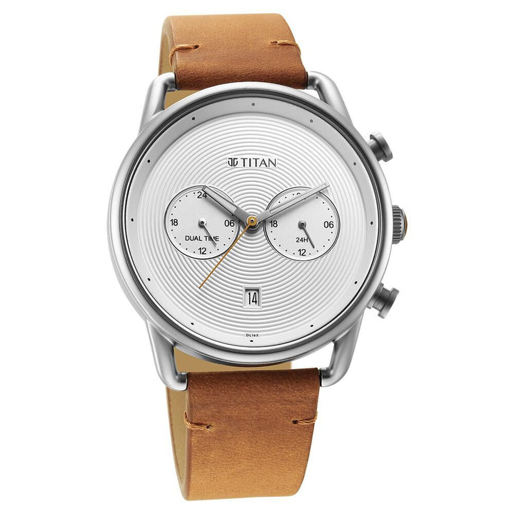 Titan Quartz Analog Leather Strap Watch for Men-1860SL01