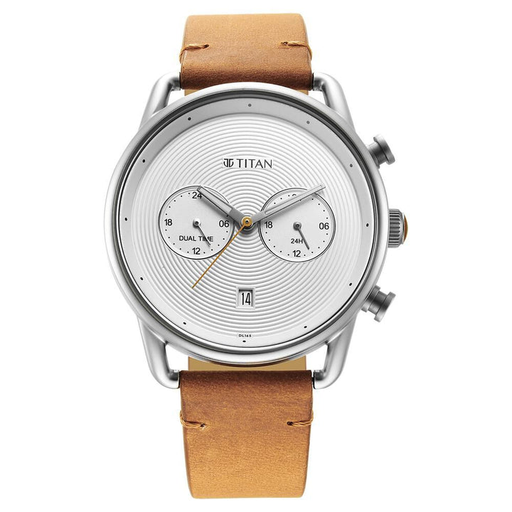 Titan Quartz Analog Leather Strap Watch for Men-1860SL01
