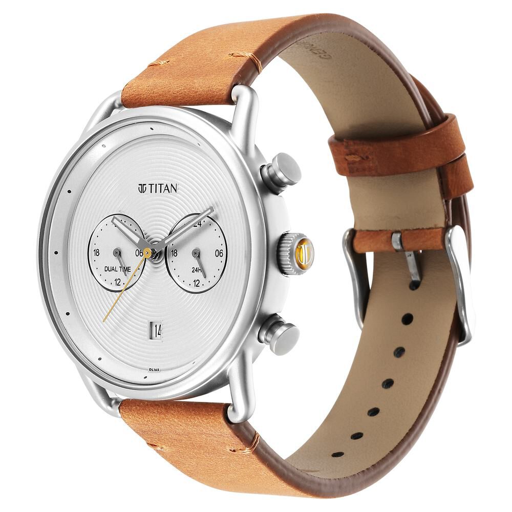 Titan Quartz Analog Leather Strap Watch for Men-1860SL01