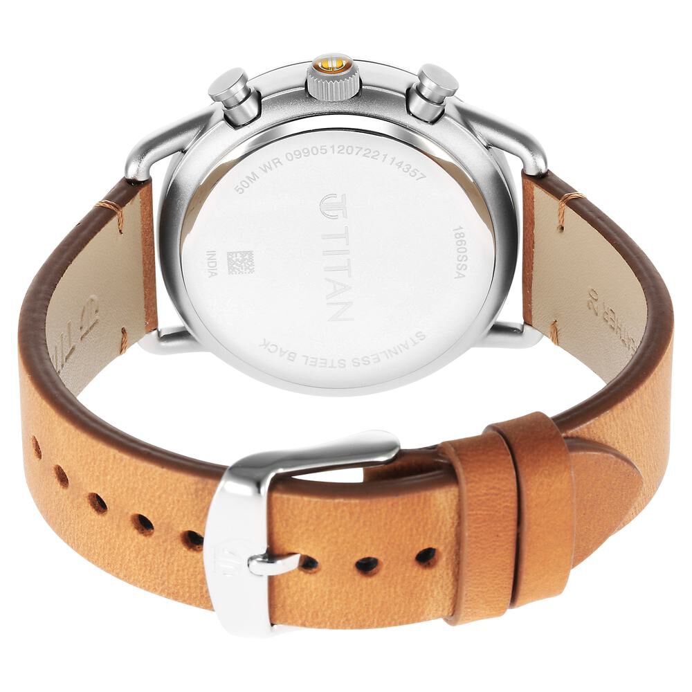 Titan Quartz Analog Leather Strap Watch for Men-1860SL01